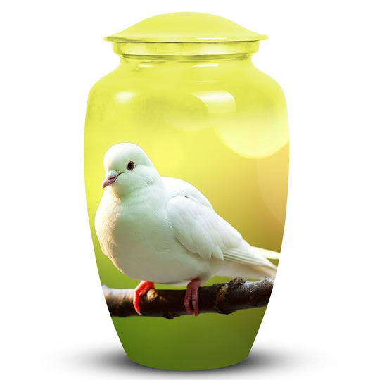 classic Dove Urn for ashes, with personalization option.