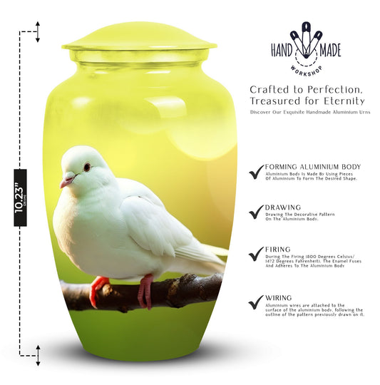 classic Dove Urn for ashes, with personalization option.