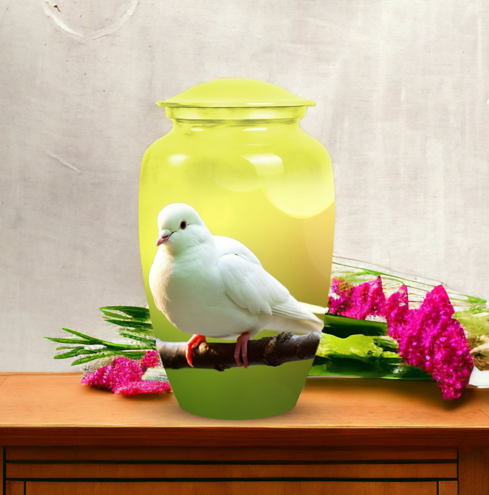 classic Dove Urn for ashes, with personalization option.