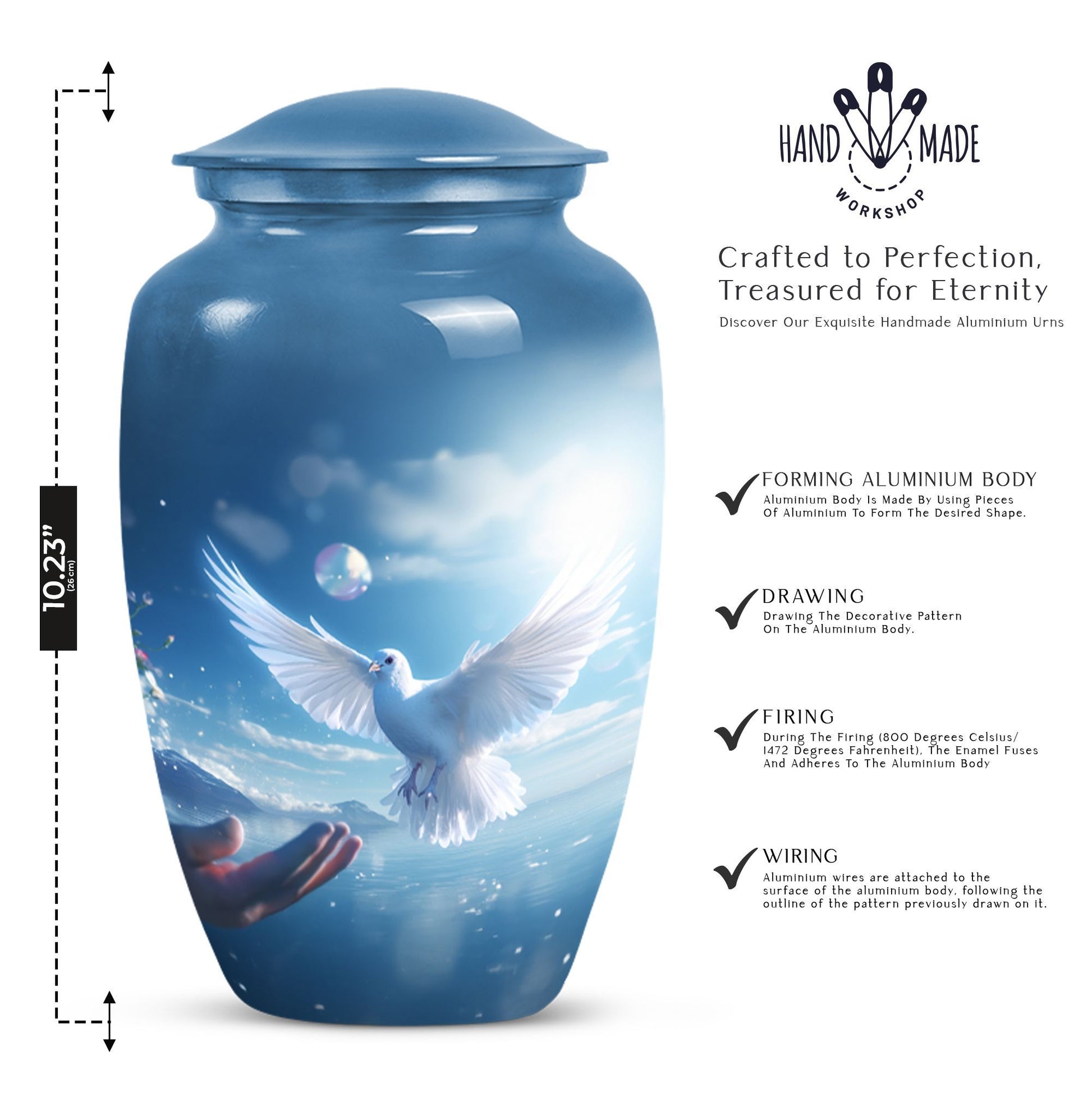 Classic 10-inch Dove Urn for Human Ashes