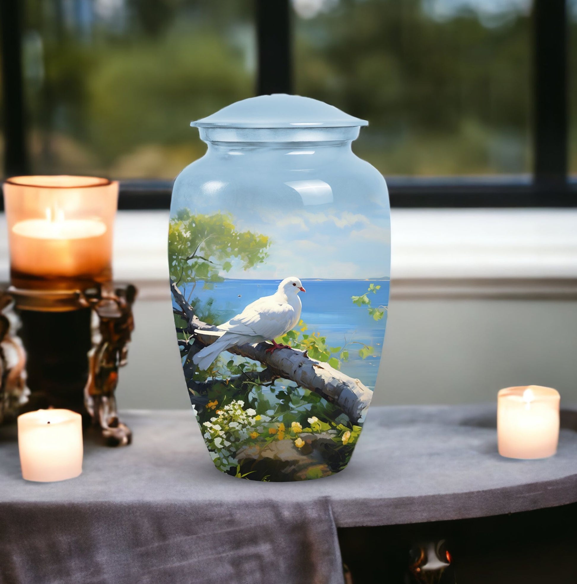 Classic Dove Memorial Urn, large urn for human ashes.