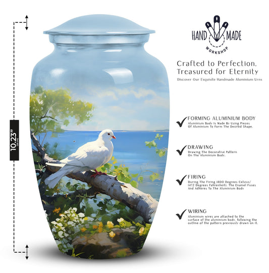 Classic Dove Memorial Urn, large urn for human ashes.