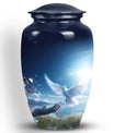 Large Dove Urn for Human Ashes made from Aluminium.