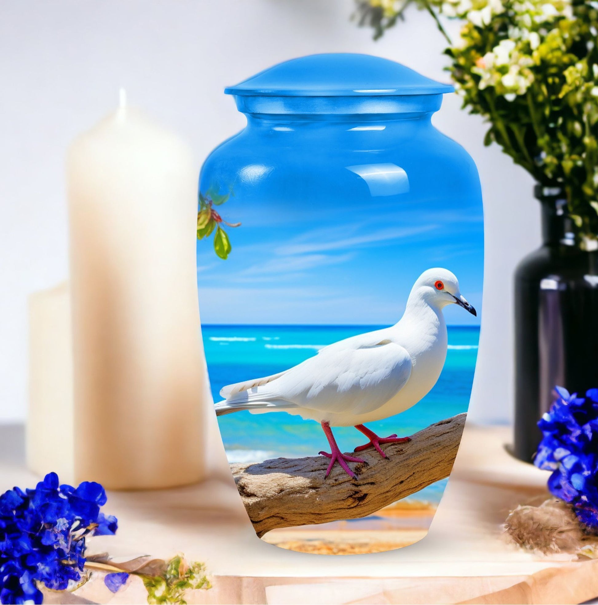 Custom dove cremation urn in classic design.