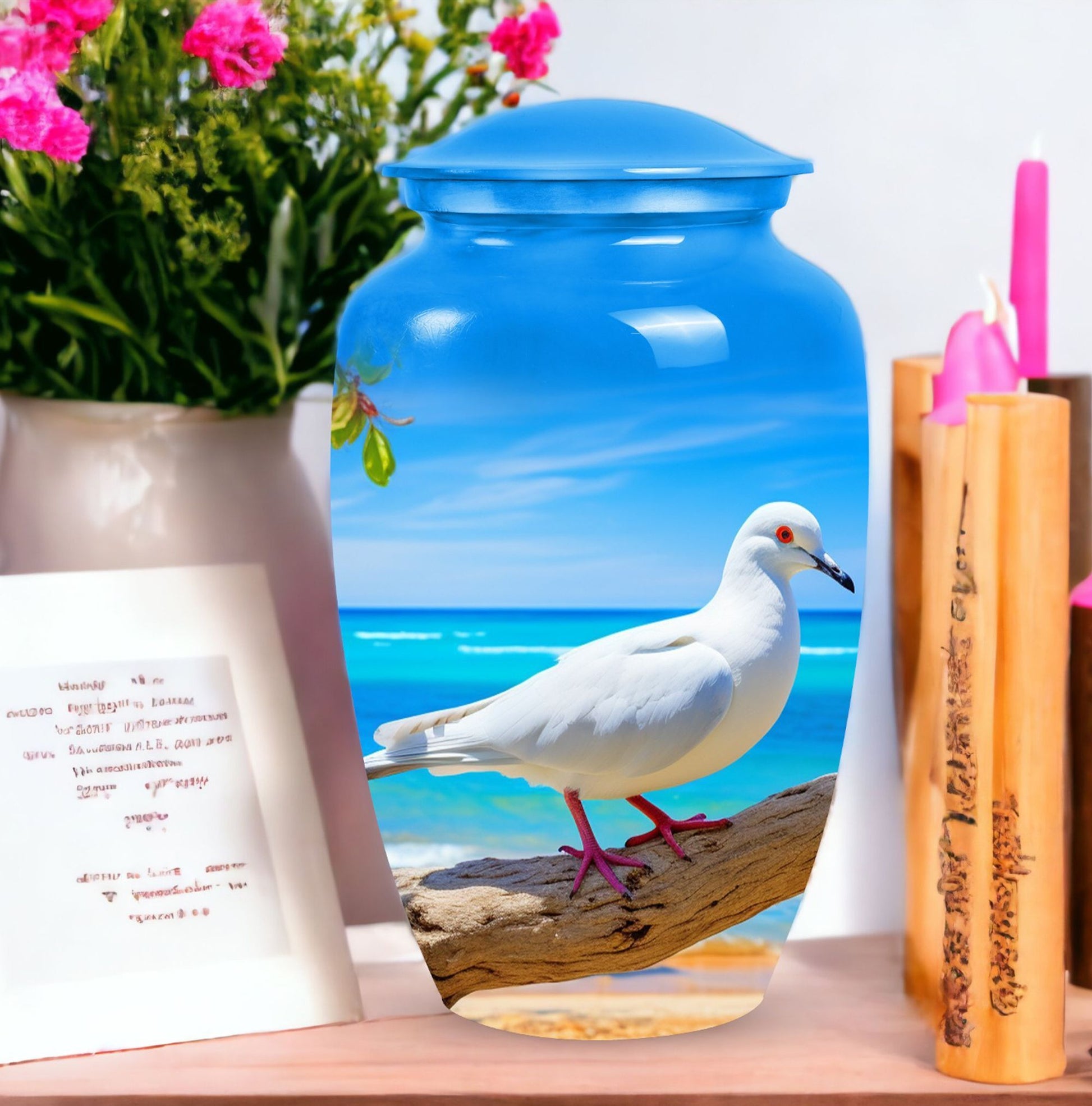 Custom dove cremation urn in classic design.