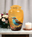 Colorful Sparrow Cremation Urn, Classic 3-inch Aluminium.