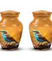 Colorful Sparrow Cremation Urn, Classic 3-inch Aluminium.