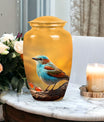 Colorful Sparrow Cremation Urn, Classic 3-inch Aluminium.