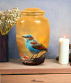 Colorful Sparrow Cremation Urn, Classic 3-inch Aluminium.