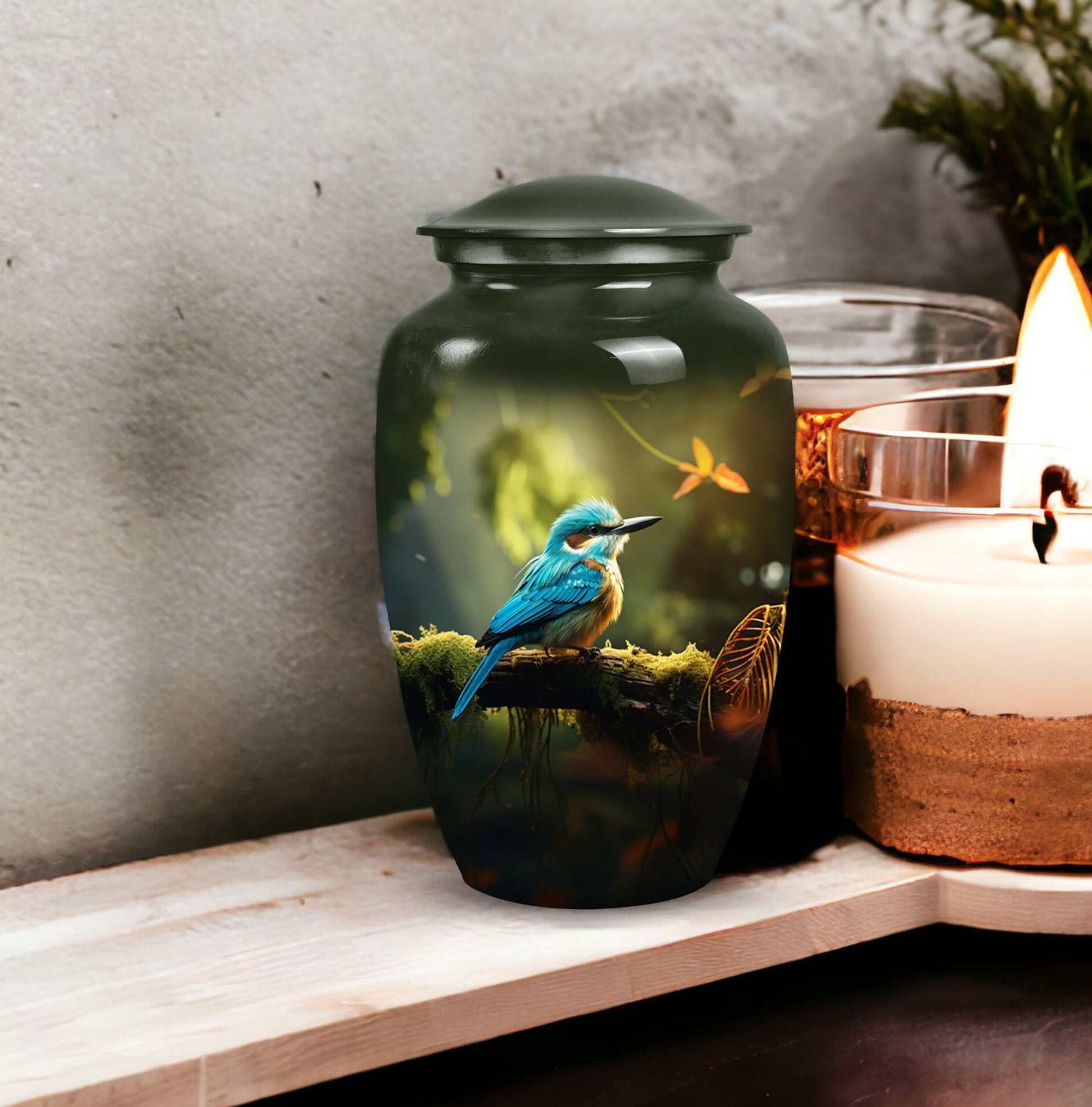 Blue Sparrow Classic Urn, Cremation Urn for Ashes