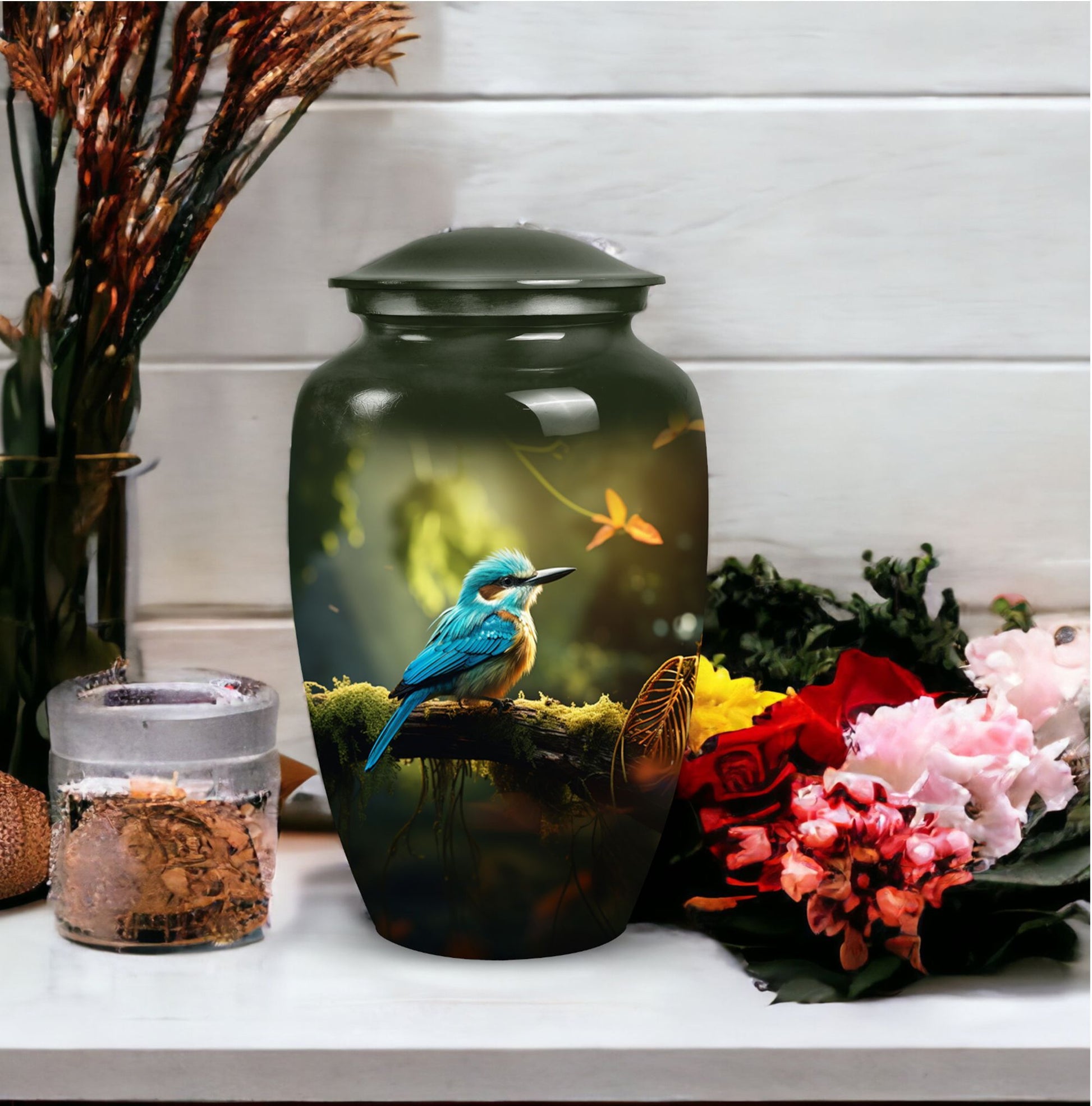 Blue Sparrow Classic Urn, Cremation Urn for Ashes