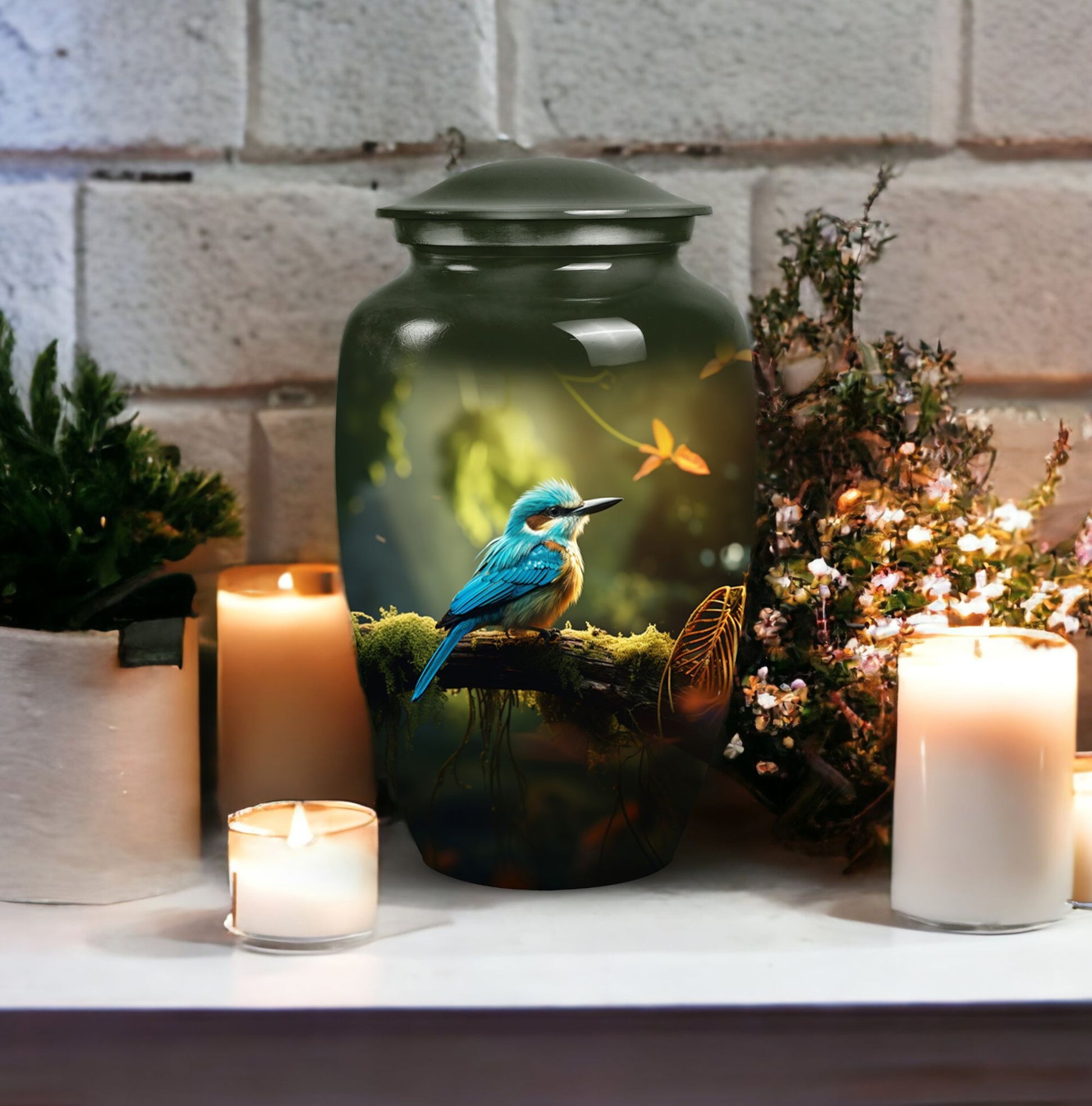 Blue Sparrow Classic Urn, Cremation Urn for Ashes