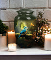 Blue Sparrow Classic Urn, Cremation Urn for Ashes