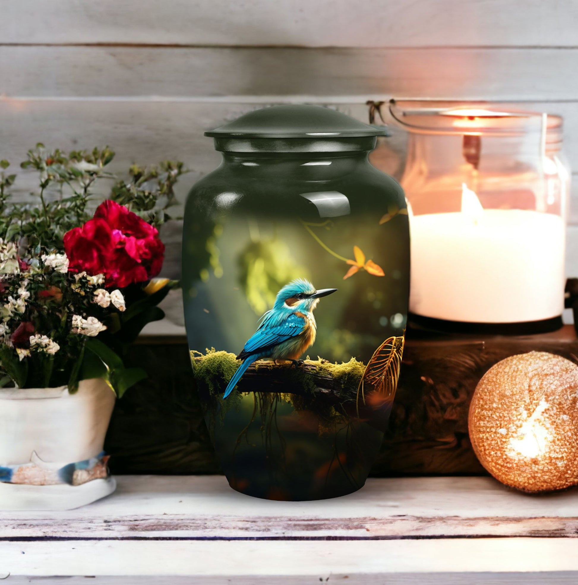 Blue Sparrow Classic Urn, Cremation Urn for Ashes