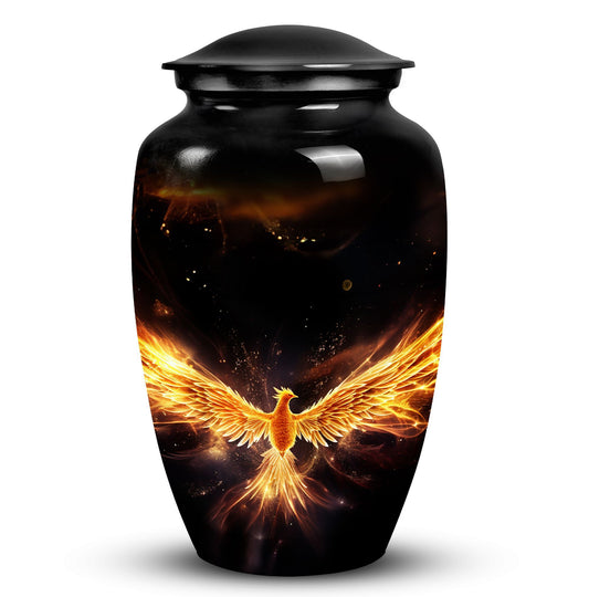 Sturdy 3-inch Yellow Phoenix urn for human cremation ashes