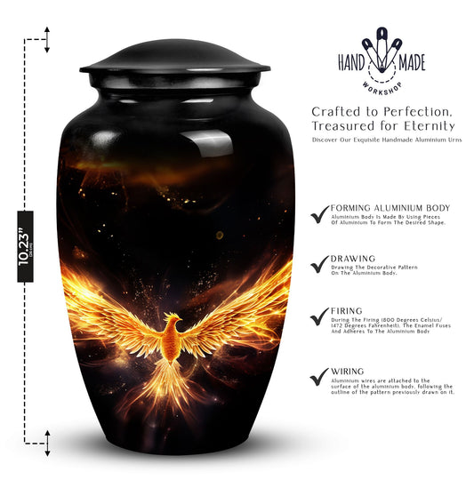 Sturdy 3-inch Yellow Phoenix urn for human cremation ashes