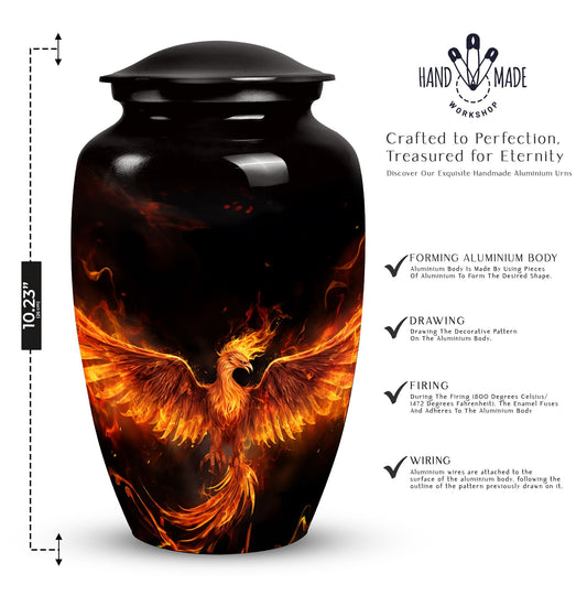 Fire Phoenix Memorial Urn in classic design.