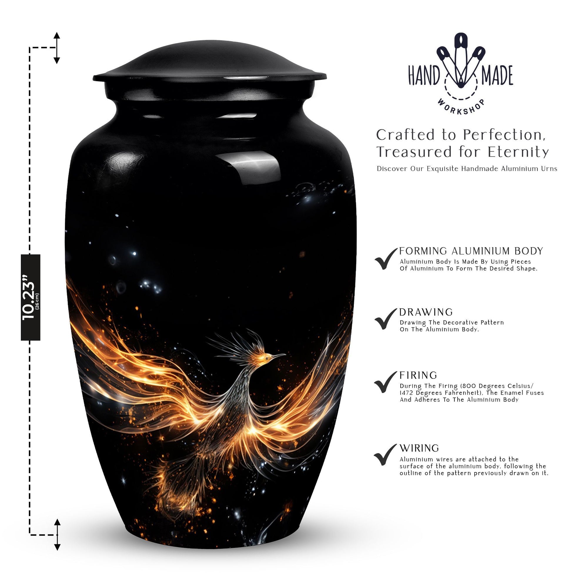 Shining Phoenix Large Cremation Urn.