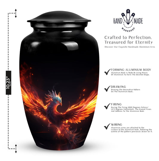 Classic 3-inch blue phoenix urn in aluminium