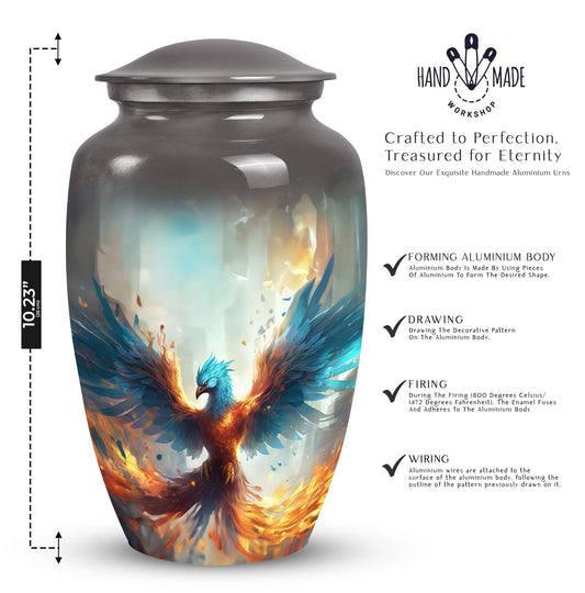 Classic blue phoenix urn for adult.