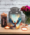 Classic blue phoenix urn for adult.