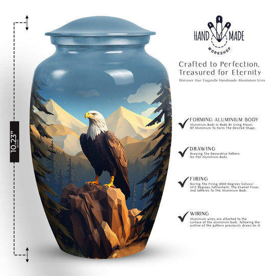 Large Eagle in Mountains Cremation Urn.