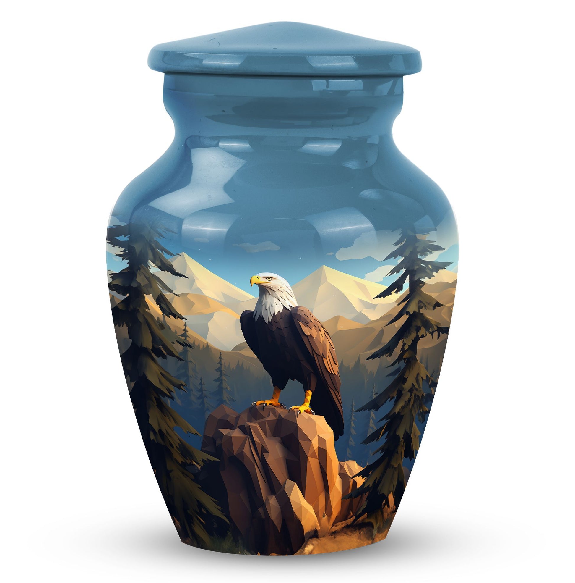 Large Eagle in Mountains Cremation Urn.