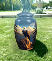 Large Eagle in Mountains Cremation Urn.