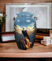 Large Eagle in Mountains Cremation Urn.