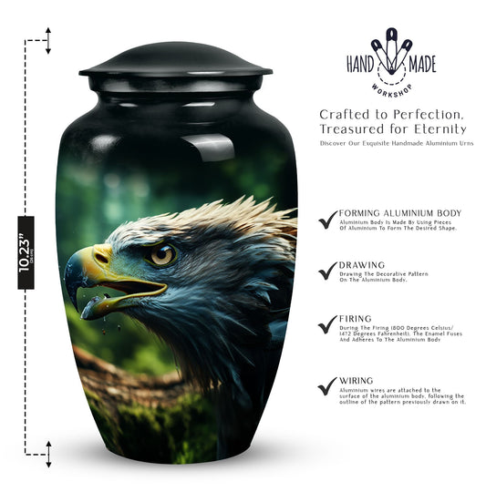 Eagle Memorial Urn, 3-inch classic aluminium urn.