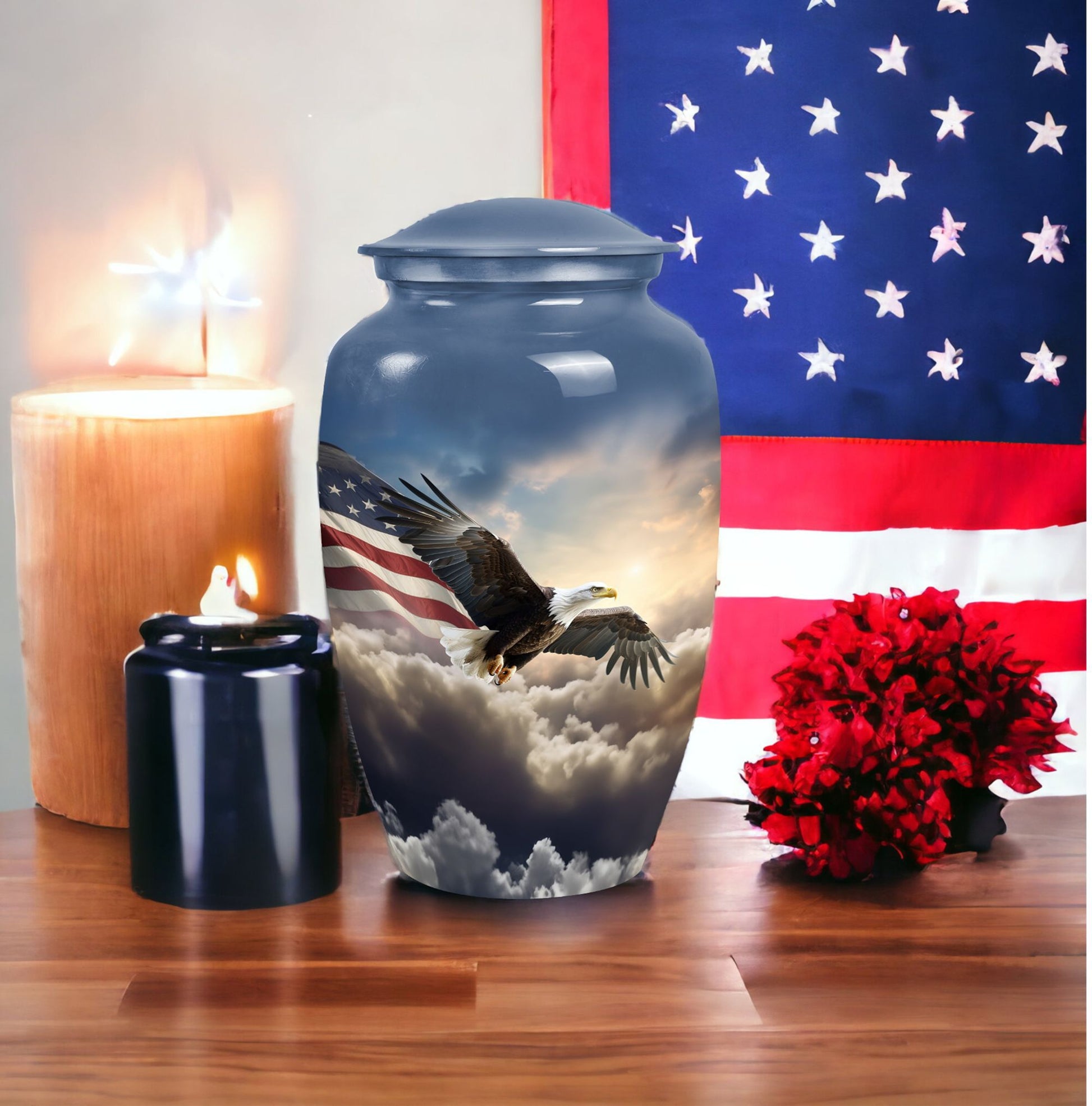 Eagle Memorial Urn for ashes, classic aluminum design