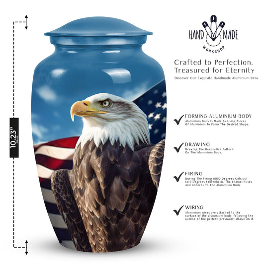 Classic Eagle Urn for ashes, 3-inch aluminium cremation urn.