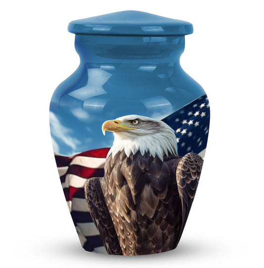 Classic Eagle Urn for ashes, 3-inch aluminium cremation urn.