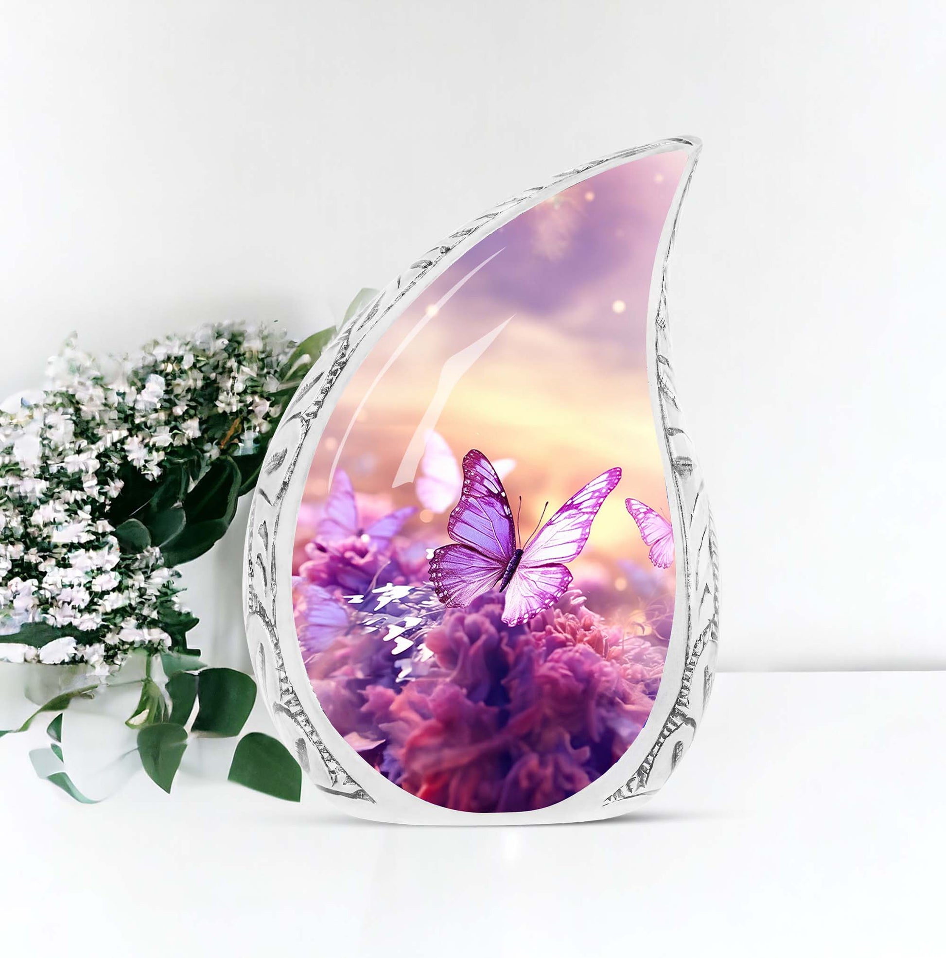 Butterflies in Forest Memorial Aluminium Cremation Urn