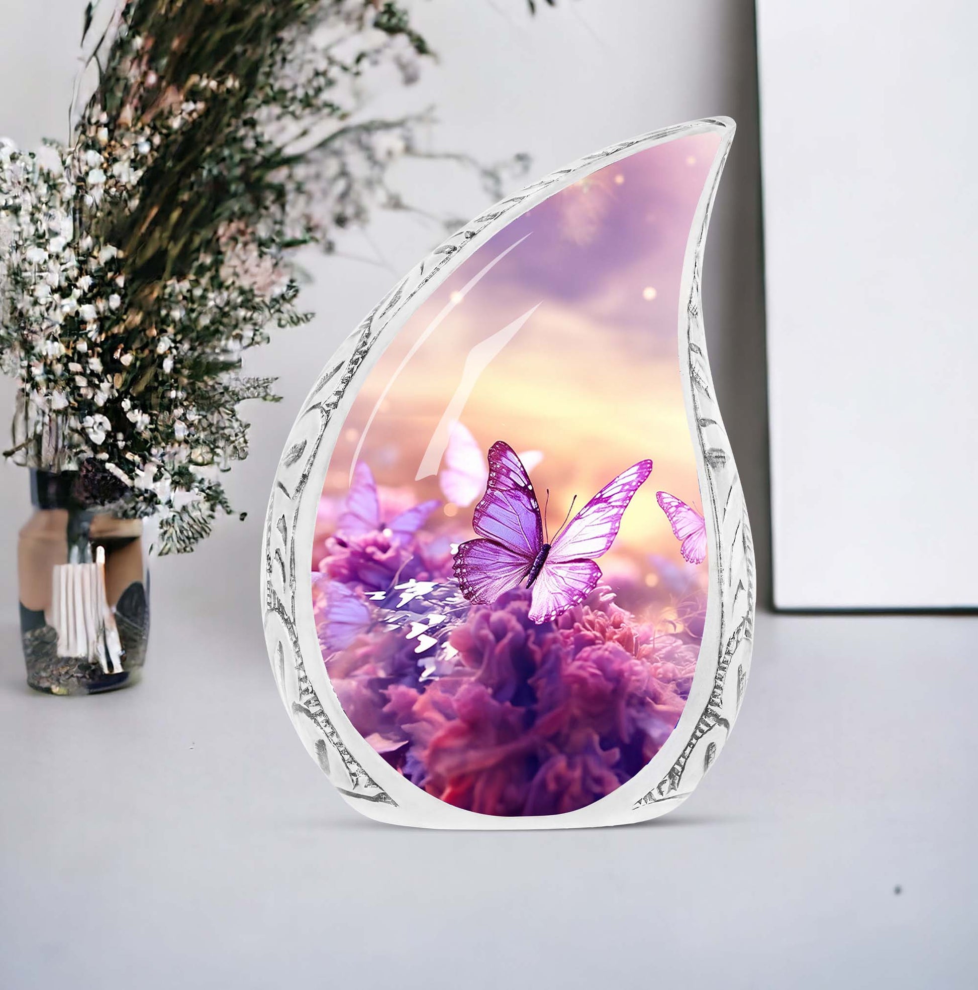 Butterflies in Forest Memorial Aluminium Cremation Urn