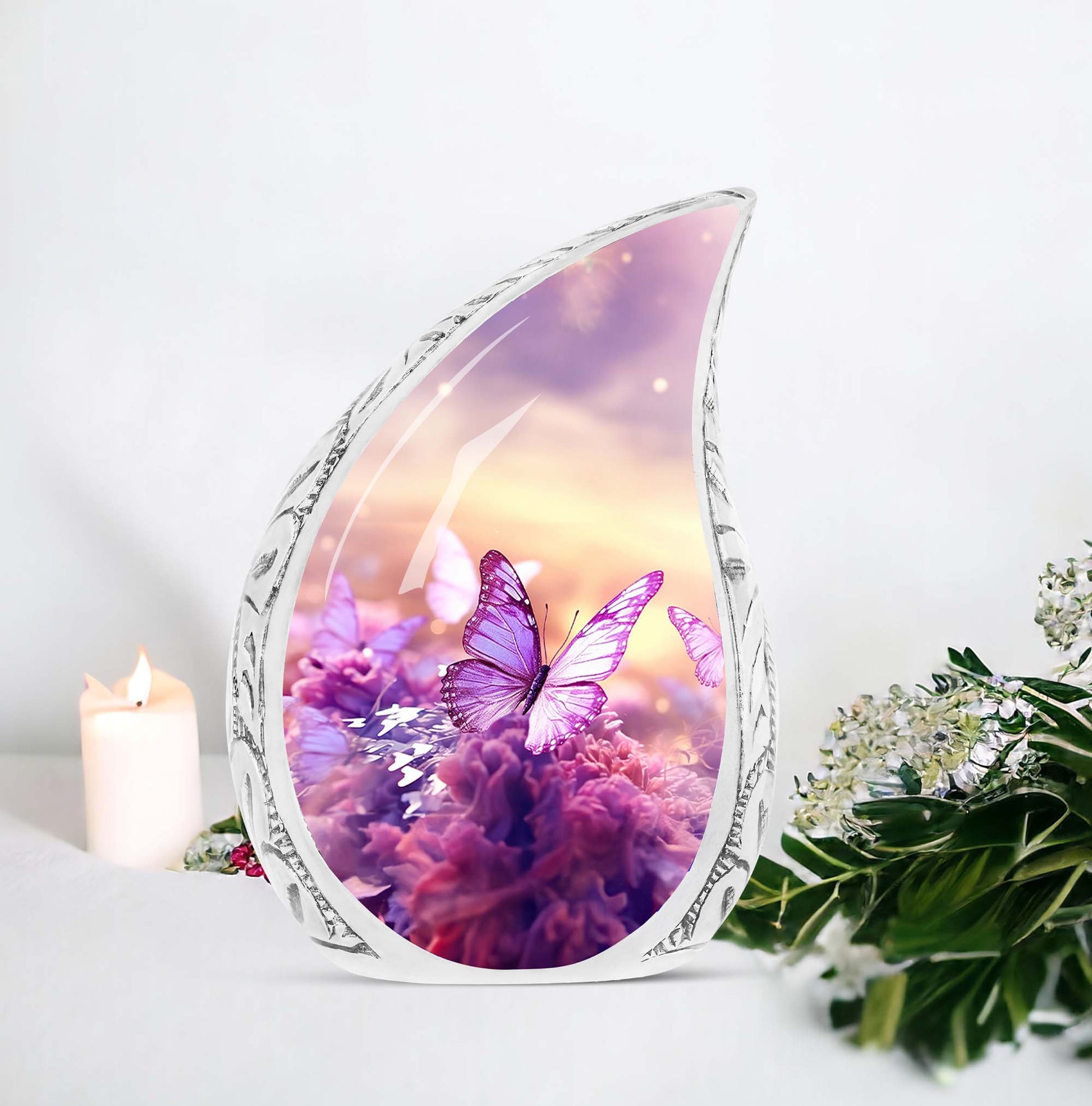 Butterflies in Forest Memorial Aluminium Cremation Urn