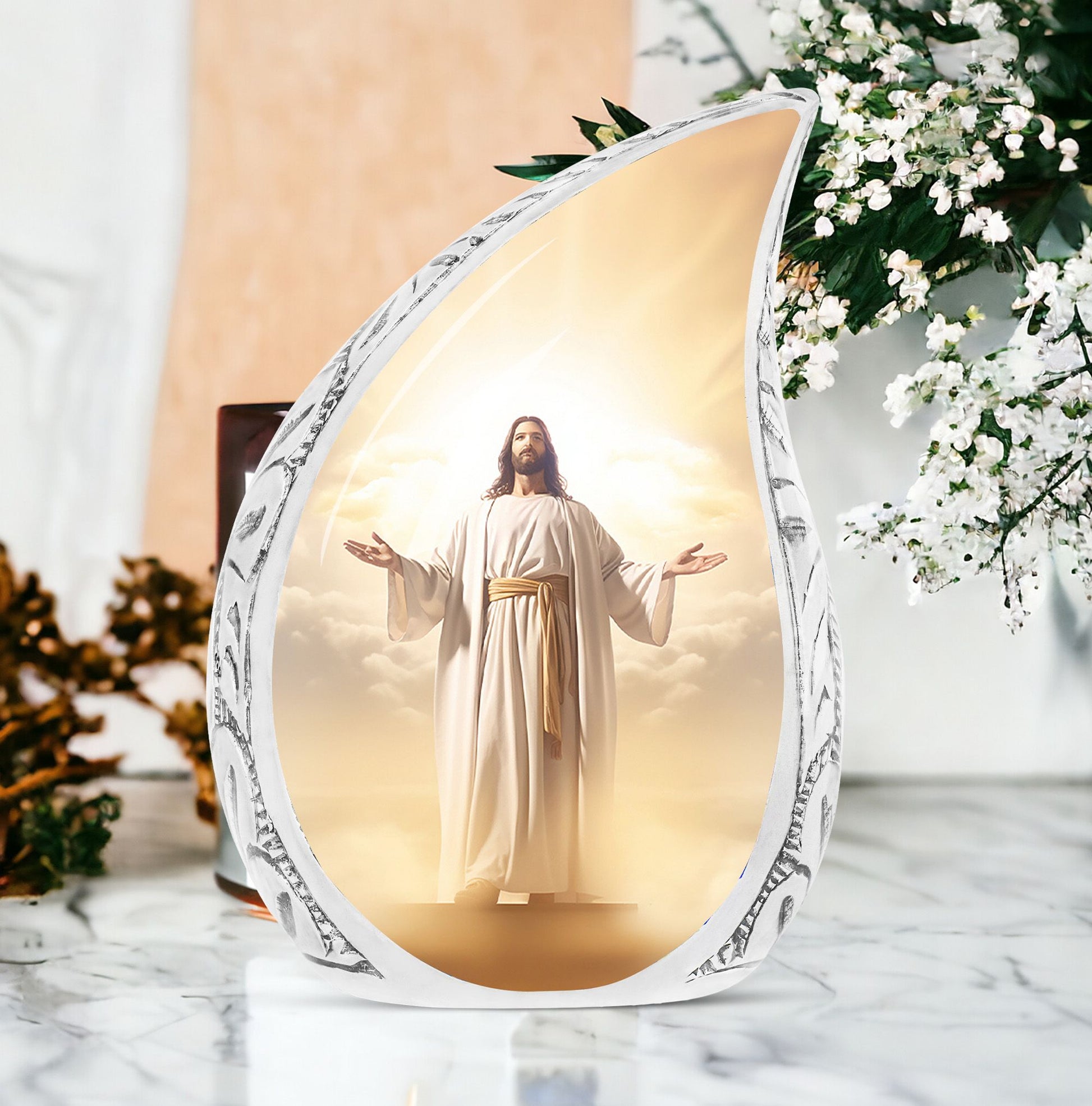 Jesus Christ with Holy Cross 3-inch Classic Aluminium Urn