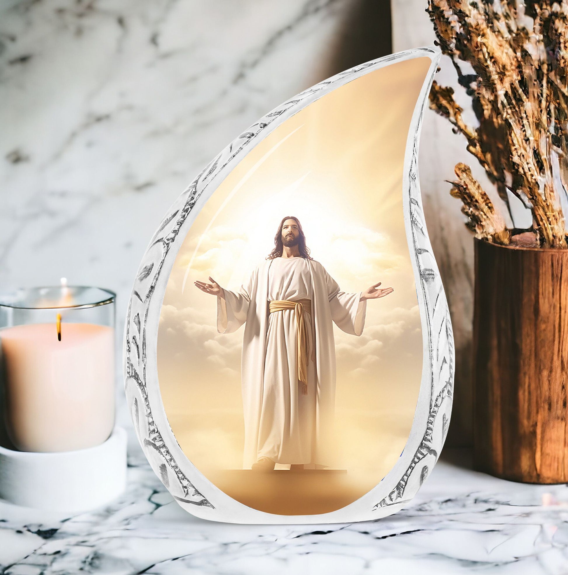 Jesus Christ with Holy Cross 3-inch Classic Aluminium Urn