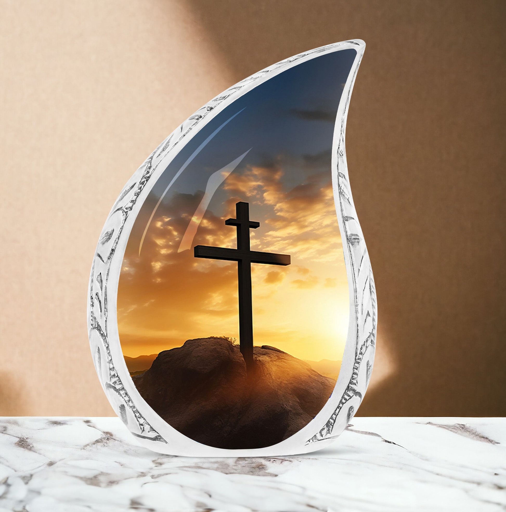 Jesus Christ large aluminum urn for human ashes