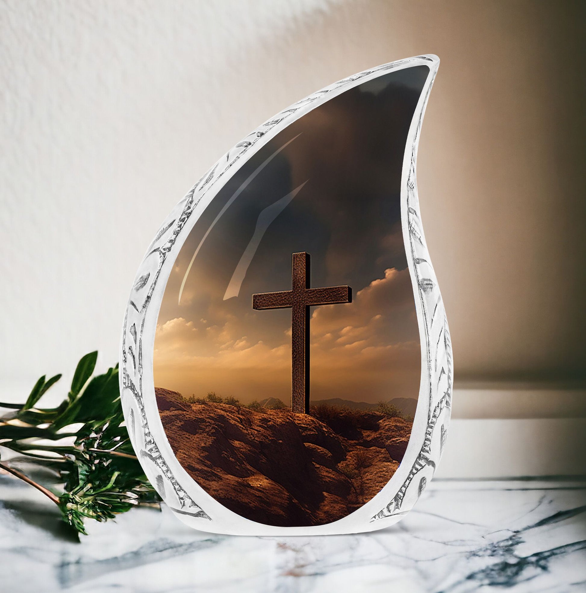 Jesus Christ Cross Aluminium Cremation Urn