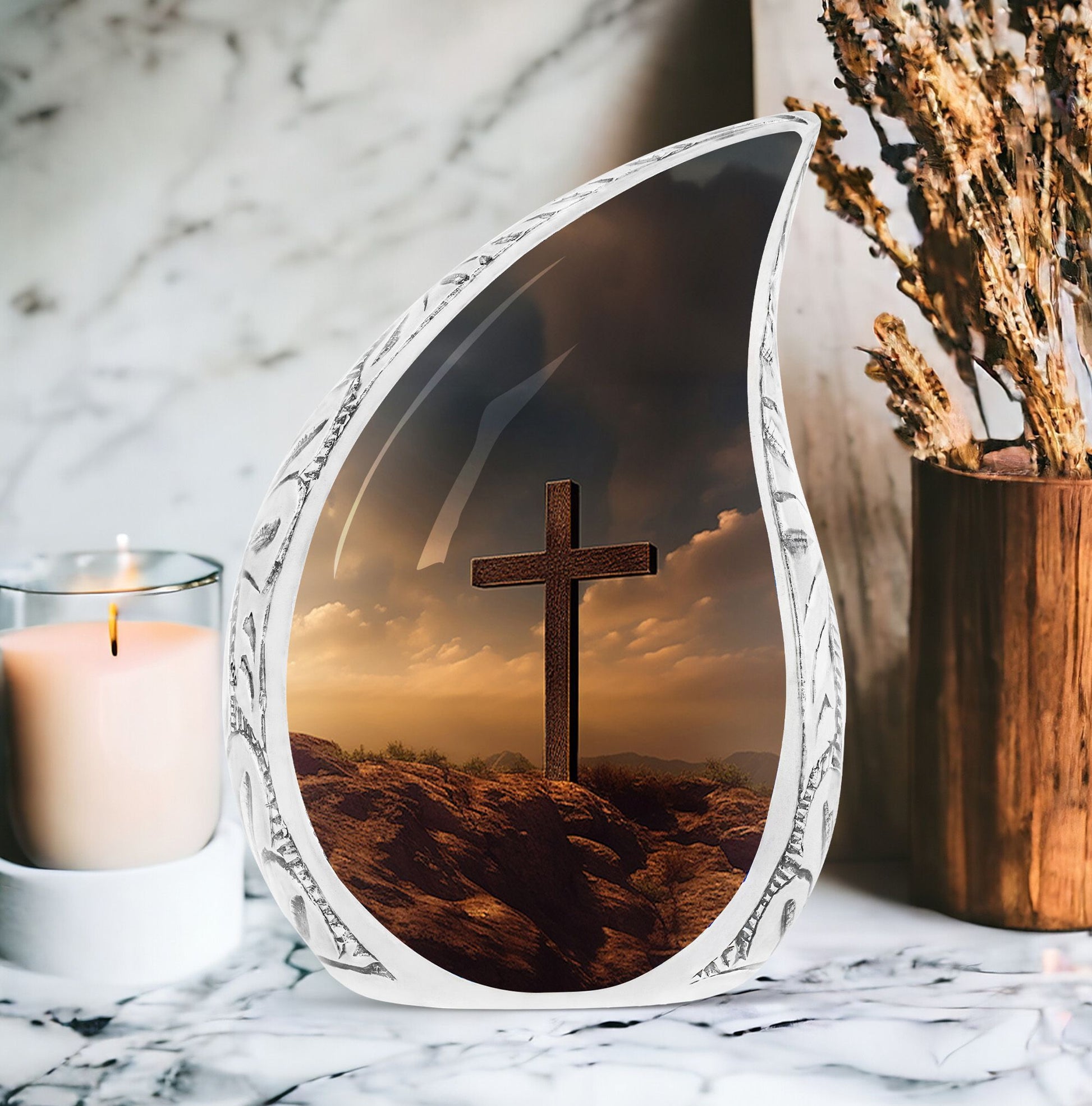 Jesus Christ Cross Aluminium Cremation Urn