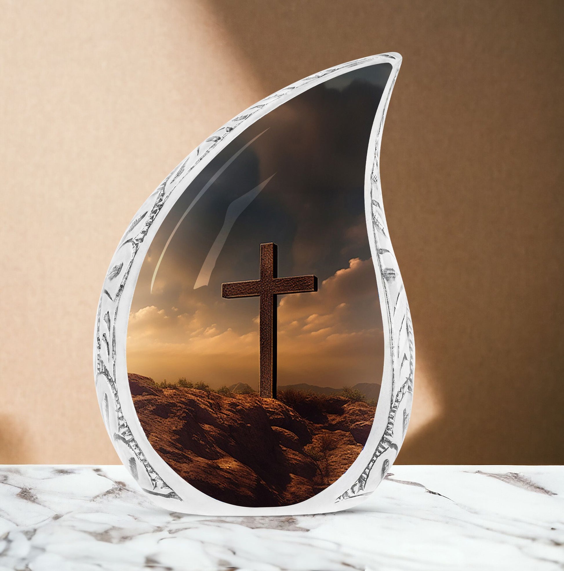 Jesus Christ Cross Aluminium Cremation Urn