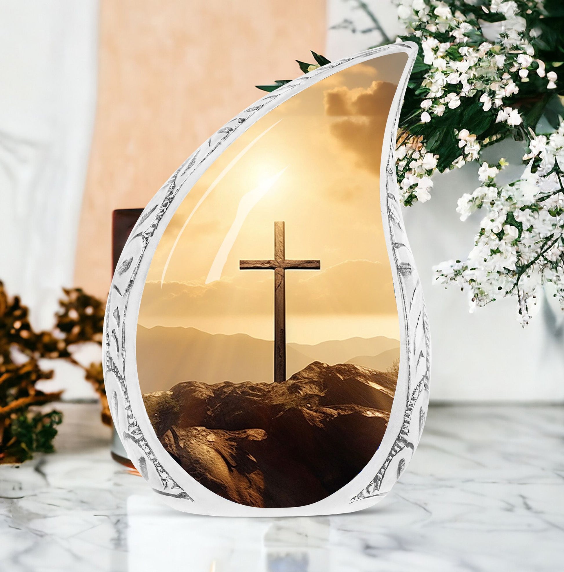 Jesus Cross Memorial Large Urn