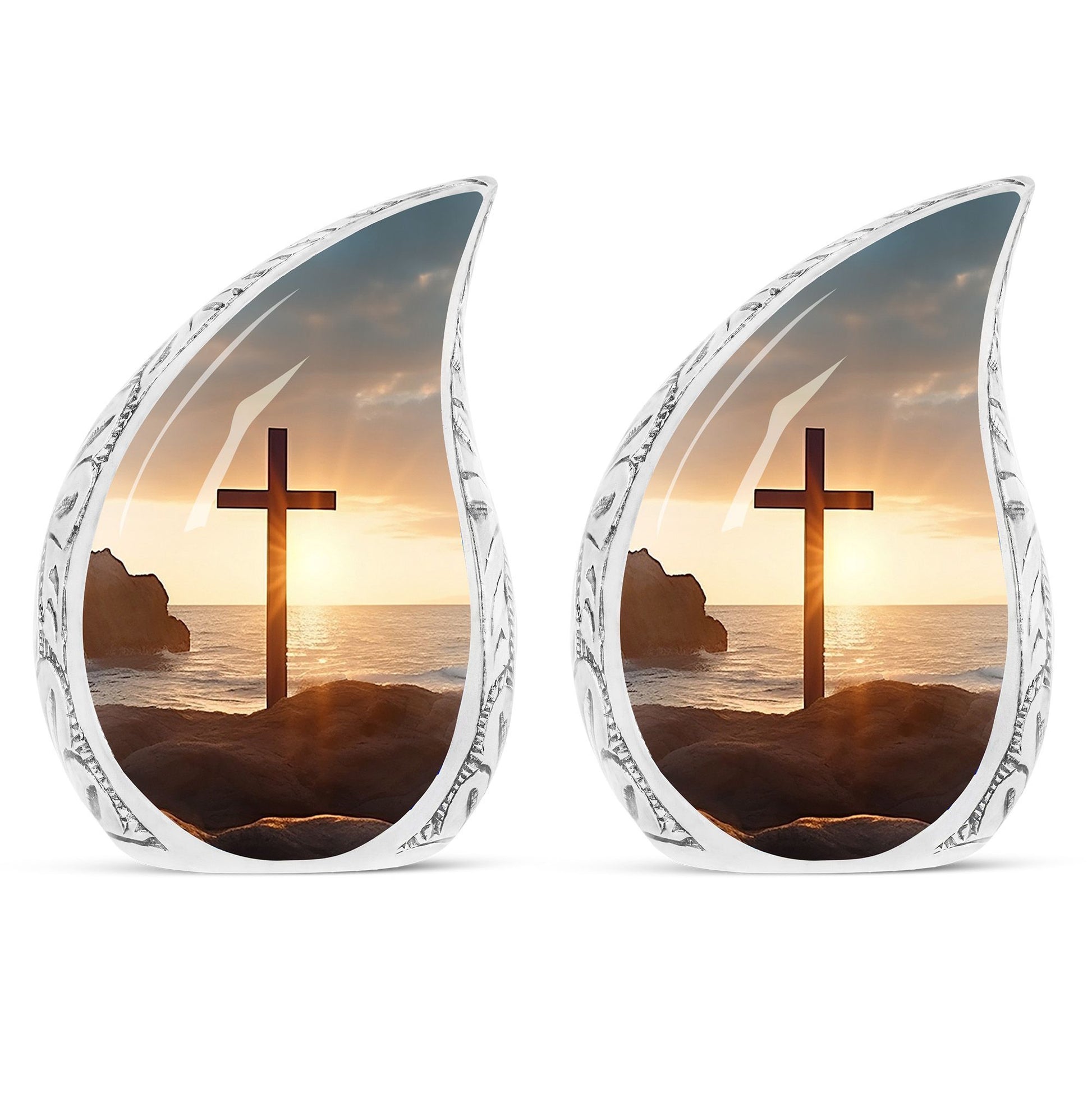 Classic 3 inch Ocean Jesus Cross Urn for Human Ashes.