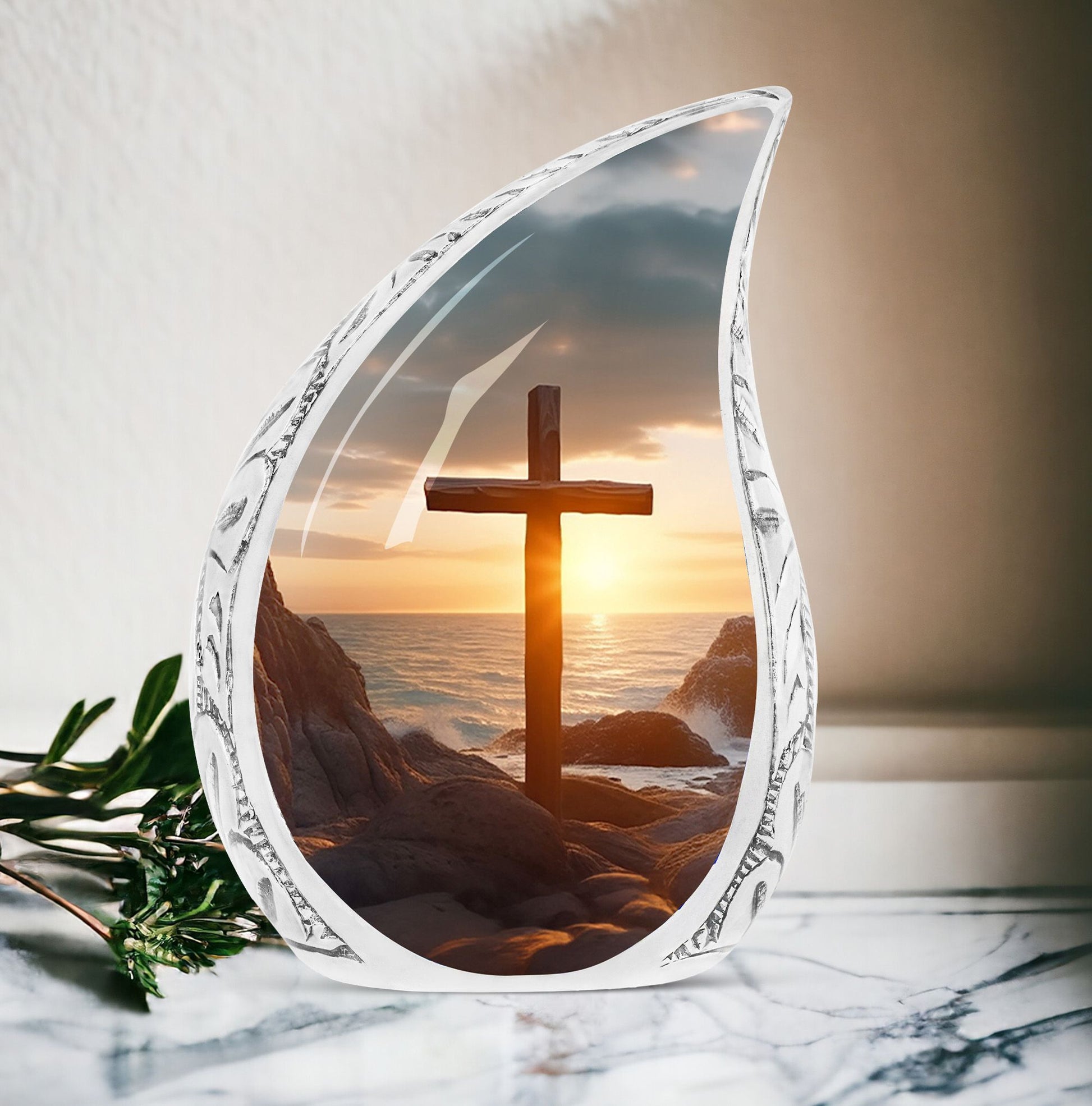 Ocean Jesus Cross cremation urn for ashes