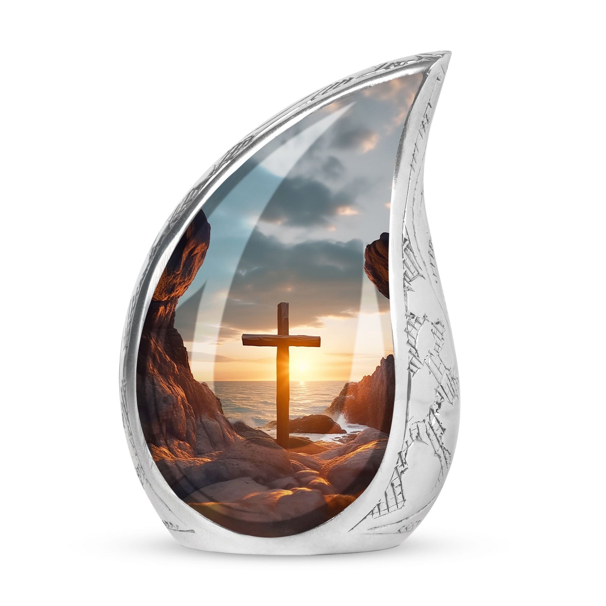 Ocean Jesus Cross cremation urn for ashes