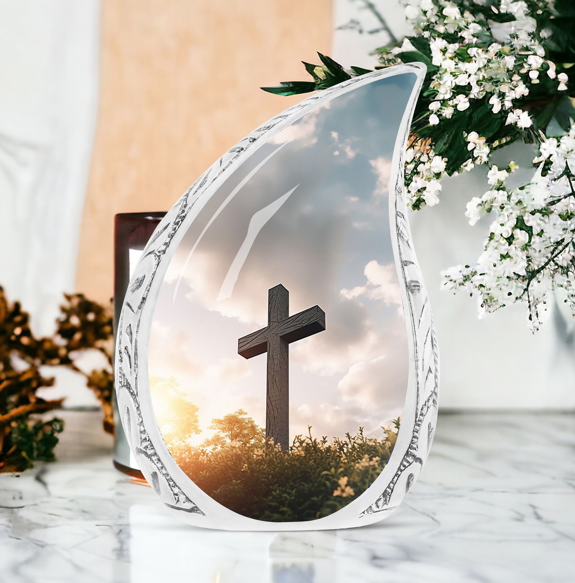 Jesus Christ cross urn large classic urn