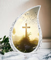 Classic Holy Cross Large Urn for Human Ashes in Aluminium.