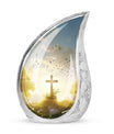 Classic Holy Cross Large Urn for Human Ashes in Aluminium.