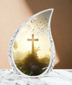 Classic Holy Cross Large Urn for Human Ashes in Aluminium.